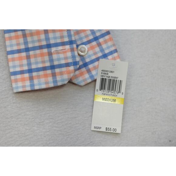 Izod Dress Shirt Long Sleeve Casual Button Up Plaid Mens Size Medium NWT - Picture 6 of 12